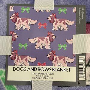 Soft Fleece Throw Blanket - Dogs & Bows Blanket - Spaniel Dog - NWT
